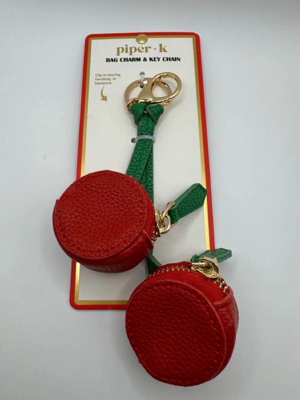 Piper K Cherry Bag Charm Dangle Key Holder